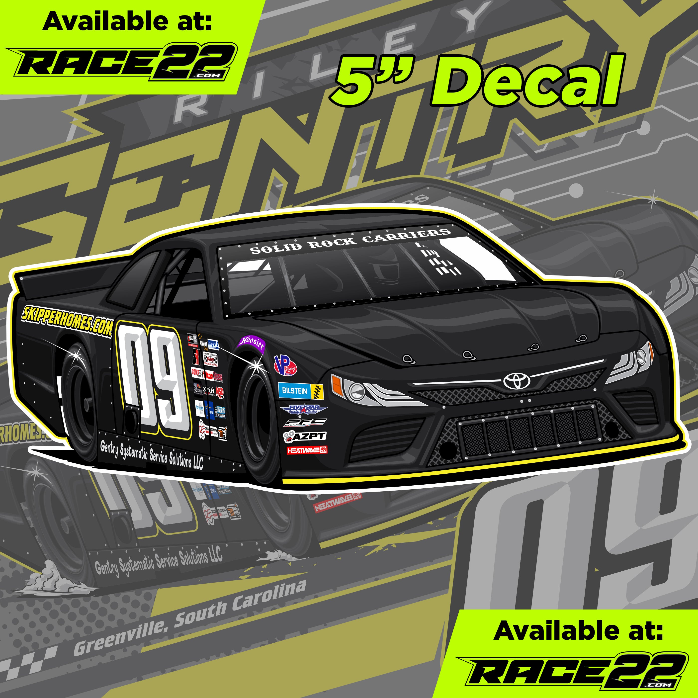 Riley Gentry Racing Rgr Racing Riley Gentry - 09 Car Decal – RACE22.com
