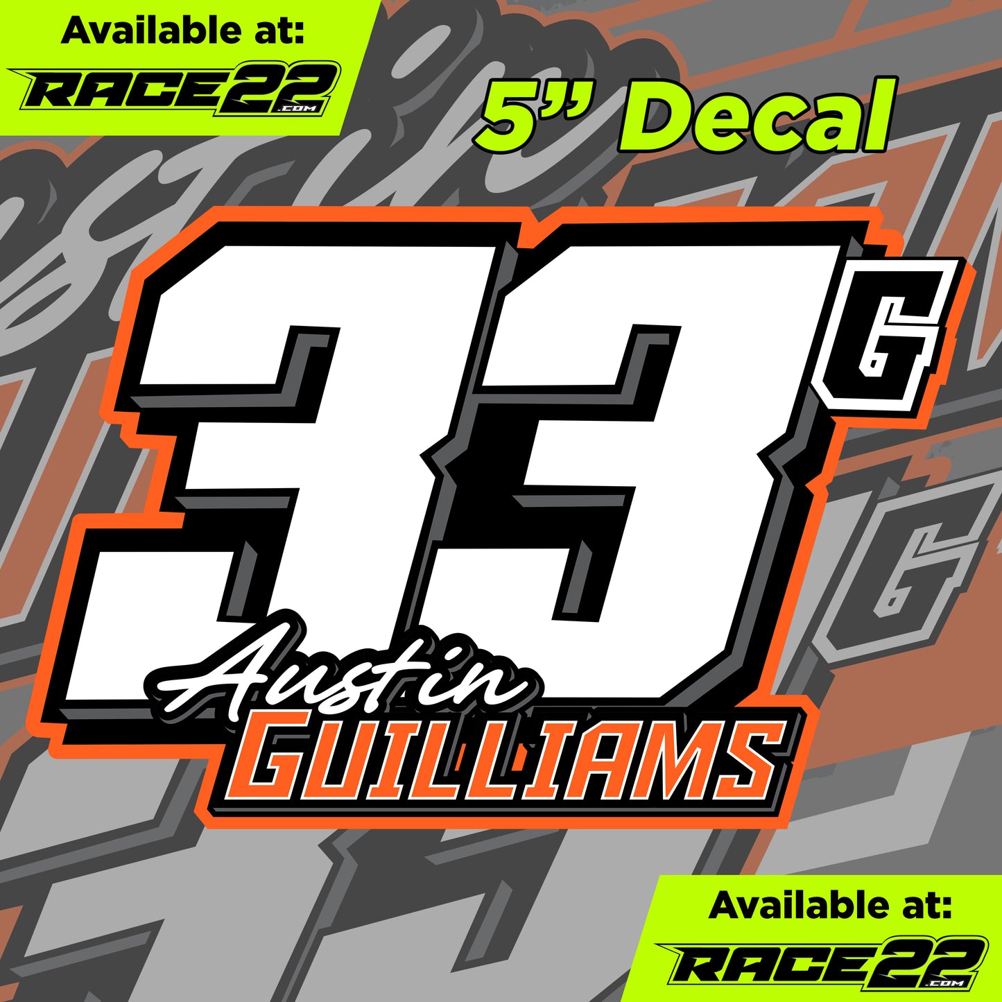 Austin Guilliams - 33G Name Decal