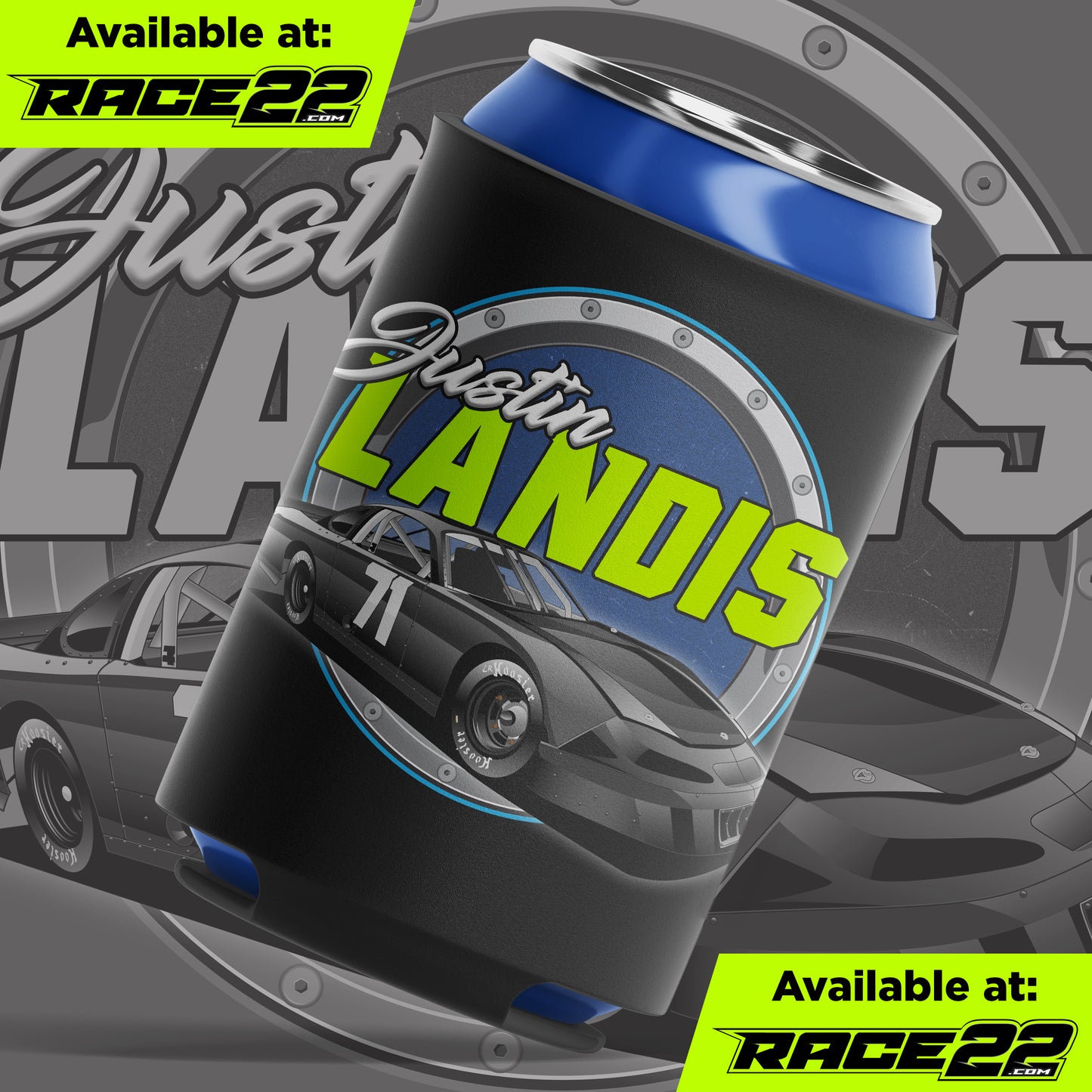 Justin Landis - Car Name Can Koozie