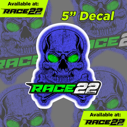 RACE22 - Blue Lightning Skull Decal